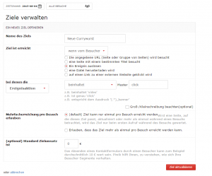 Neues Piwik Ziel anlegen